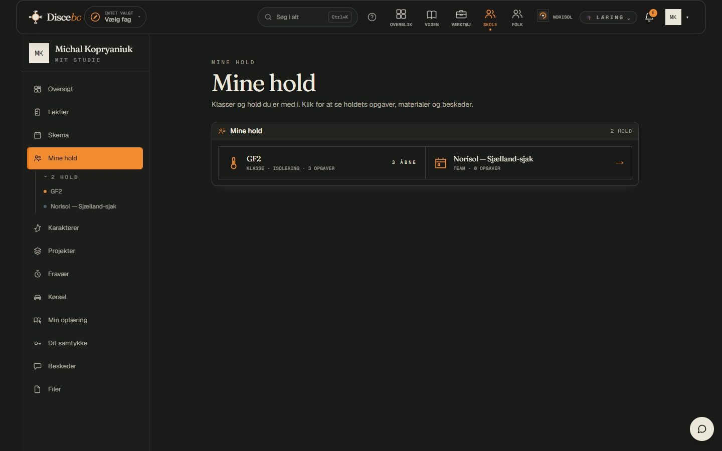 Mine hold — klassen og sjakket